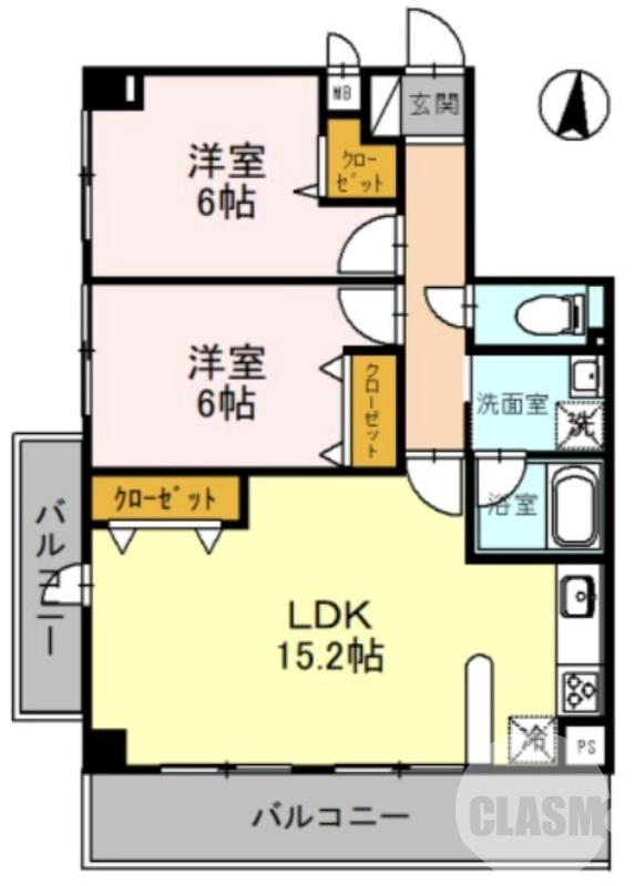 鶴田町の完工年月(2001年9月)築の賃貸マンションの間取り