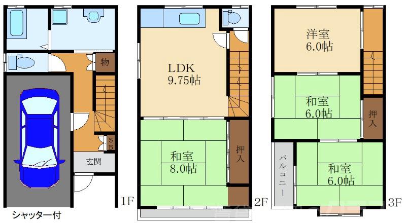 金田町の完工年月(1993年4月)築の賃貸一戸建ての間取り