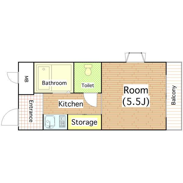 小松の完工年月(1990年3月)築の賃貸マンションの間取り