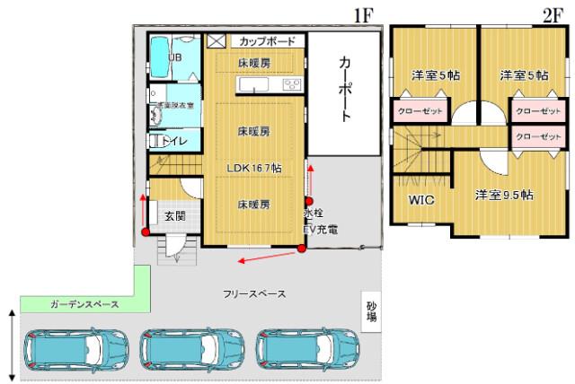 鳥飼下の完工年月(2013年1月)築の賃貸一戸建ての間取り
