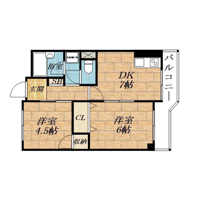南高浜町の完工年月(1974年1月)築の賃貸マンションの間取り