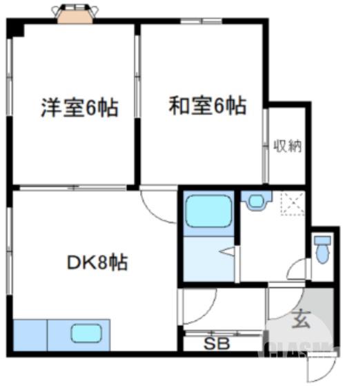 百舌鳥西之町の完工年月(1987年3月)築の賃貸マンションの間取り