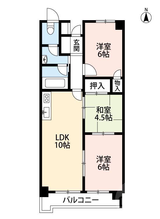 南金田の完工年月(1990年3月)築の賃貸マンションの間取り