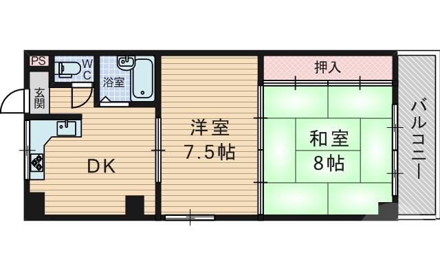 西淡路の完工年月(1979年10月)築の賃貸マンションの間取り