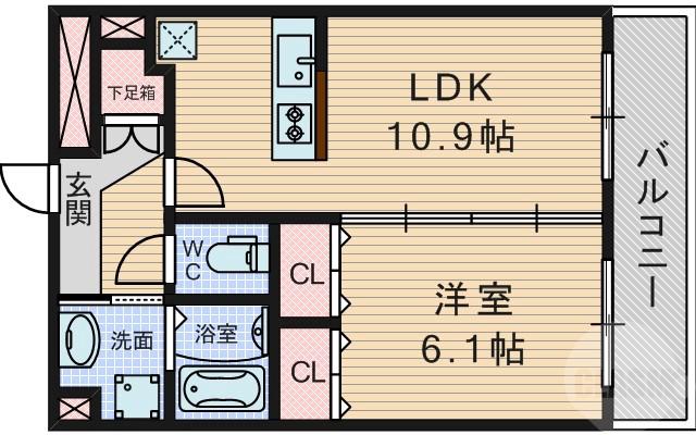 淡路の完工年月(2008年3月)築の賃貸マンションの間取り