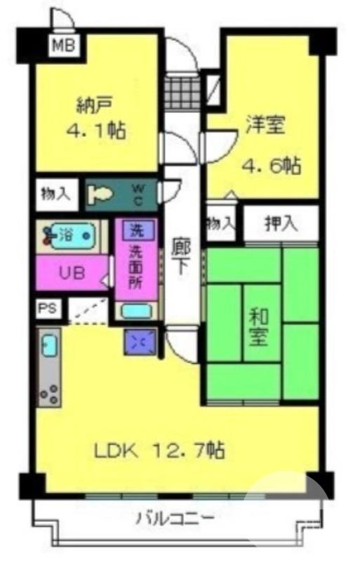 原山台の完工年月(1997年1月)築の賃貸マンションの間取り