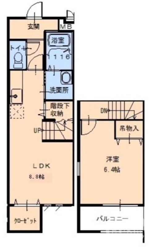 向陵中町の完工年月(2016年5月)築の賃貸アパートの間取り