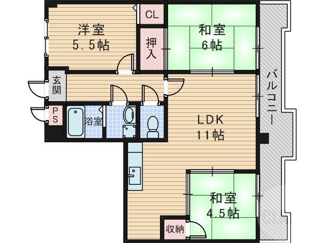 豊里の完工年月(1988年10月)築の賃貸マンションの間取り