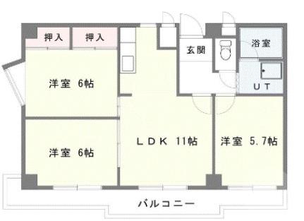 五月が丘南の完工年月(1986年8月)築の賃貸マンションの間取り
