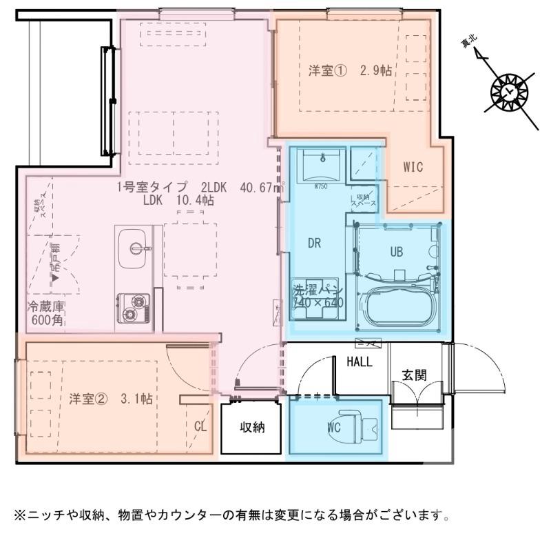 錦之町東の完工年月(2026年5月)築の賃貸アパートの間取り