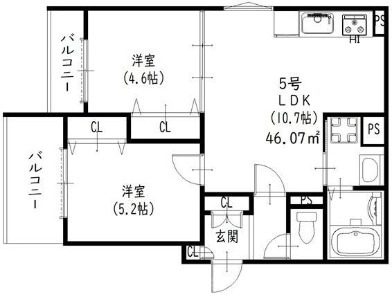 秦町の完工年月(2026年4月)築の賃貸アパートの間取り
