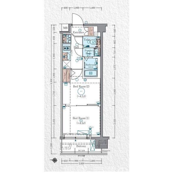 エステムコート京都祥邸(キザシテイ)の間取り