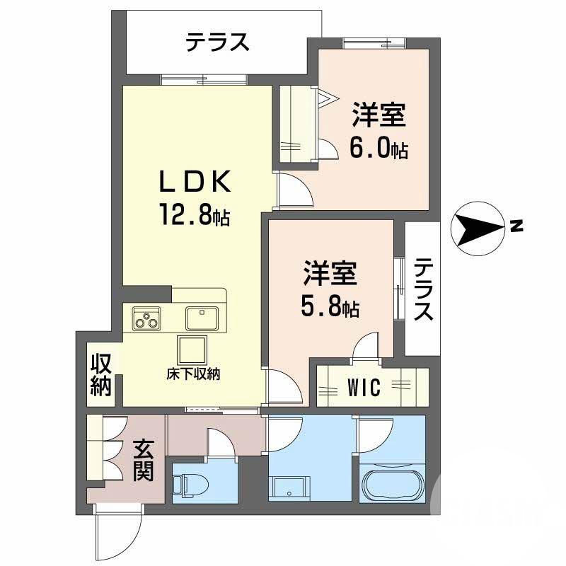 金岡町の完工年月(2026年8月)築の賃貸マンションの間取り