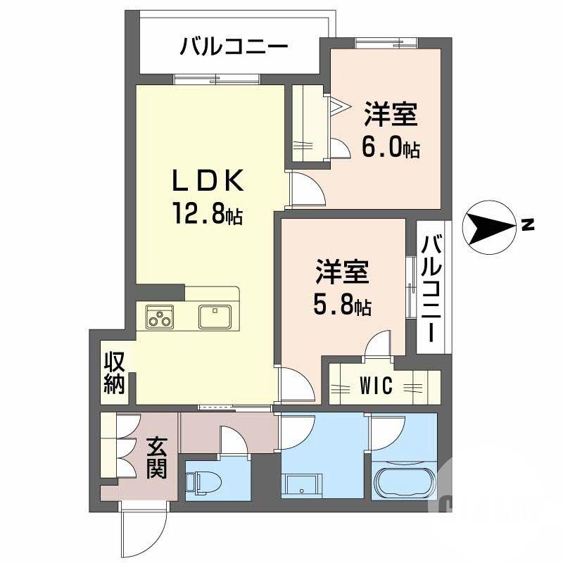 金岡町の完工年月(2026年8月)築の賃貸マンションの間取り