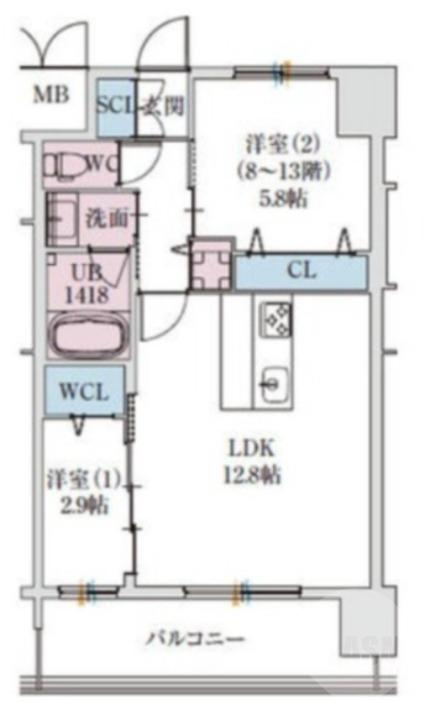 西淡路の完工年月(2026年1月)築の賃貸マンションの間取り