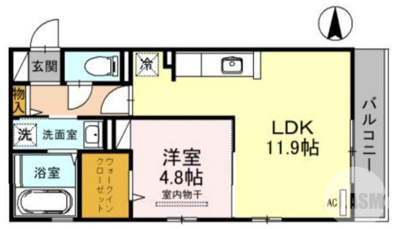 上の完工年月(2023年3月)築の賃貸アパートの間取り