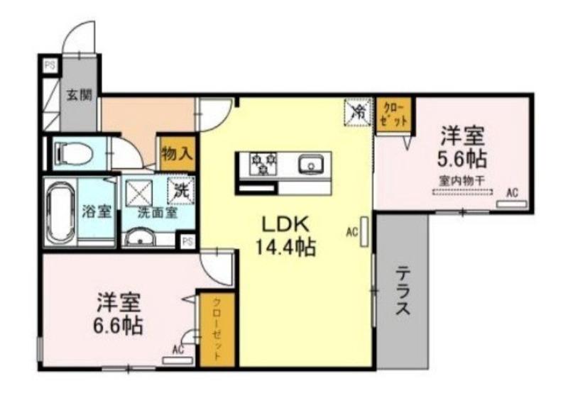緑ヶ丘中町の完工年月(2024年1月)築の賃貸アパートの間取り