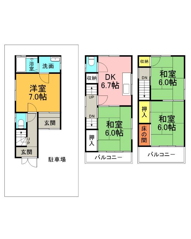 中木田町の完工年月(1982年1月)築の賃貸一戸建ての間取り