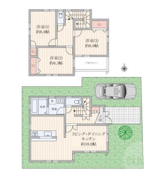 佐井寺の完工年月(1999年3月)築の賃貸一戸建ての間取り