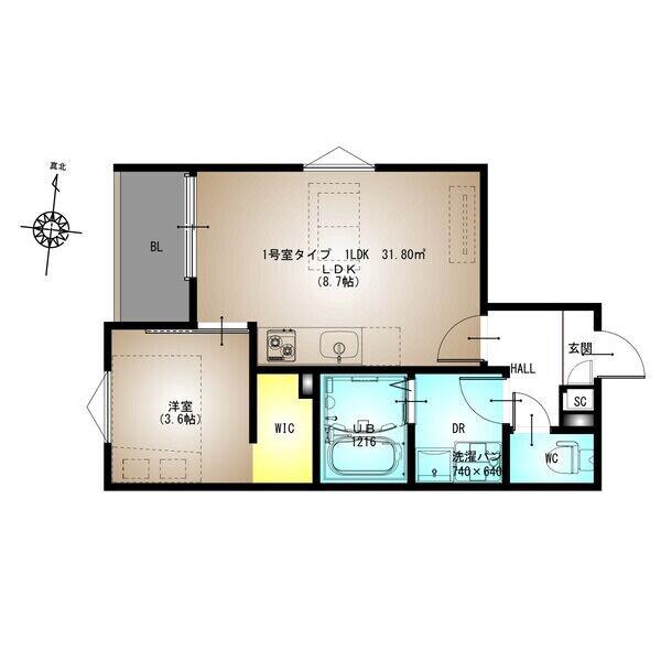 新芦屋下の完工年月(2026年7月)築の賃貸アパートの間取り