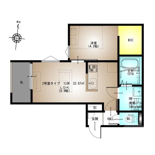 新芦屋下の完工年月(2026年7月)築の賃貸アパートの間取り