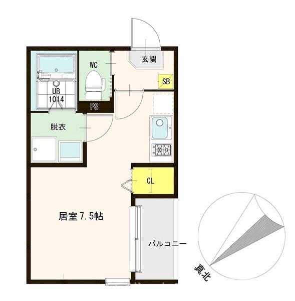 深草向川原町の完工年月(2021年6月)築の賃貸アパートの間取り