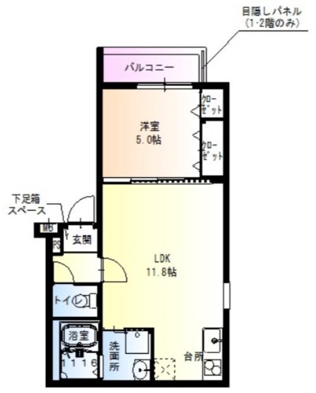 中向陽町の完工年月(2019年2月)築の賃貸アパートの間取り