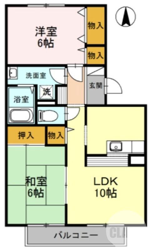 上の完工年月(1994年6月)築の賃貸アパートの間取り