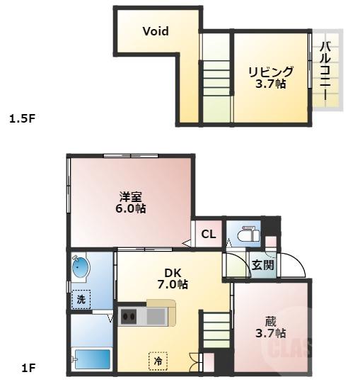 豊南町東の完工年月(2022年5月)築の賃貸アパートの間取り
