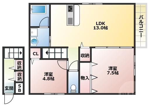 庄内栄町の完工年月(2026年2月)築の賃貸アパートの間取り