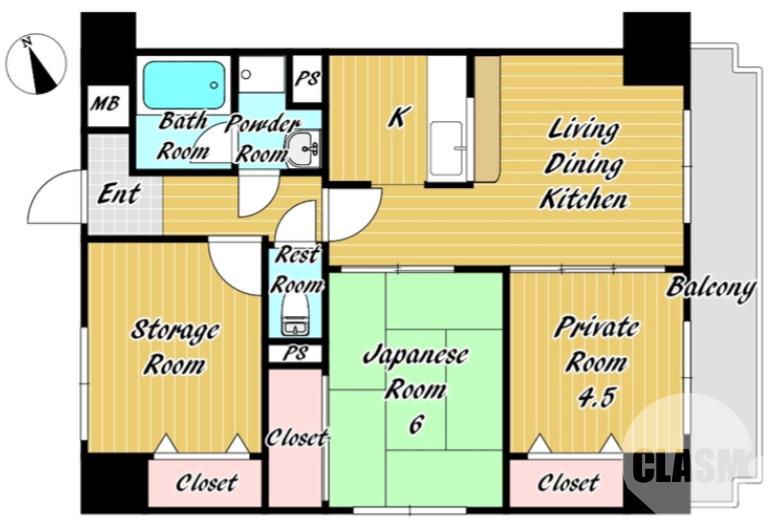 浜寺石津町中の完工年月(1997年1月)築の賃貸マンションの間取り