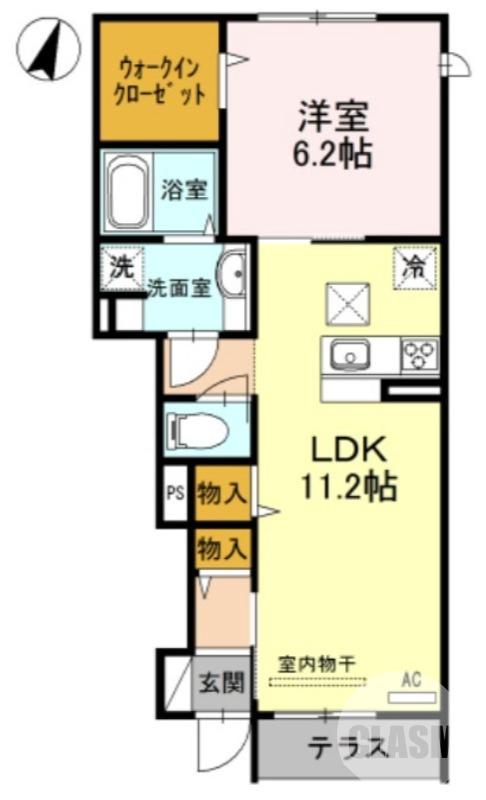 引野町の完工年月(2016年6月)築の賃貸アパートの間取り