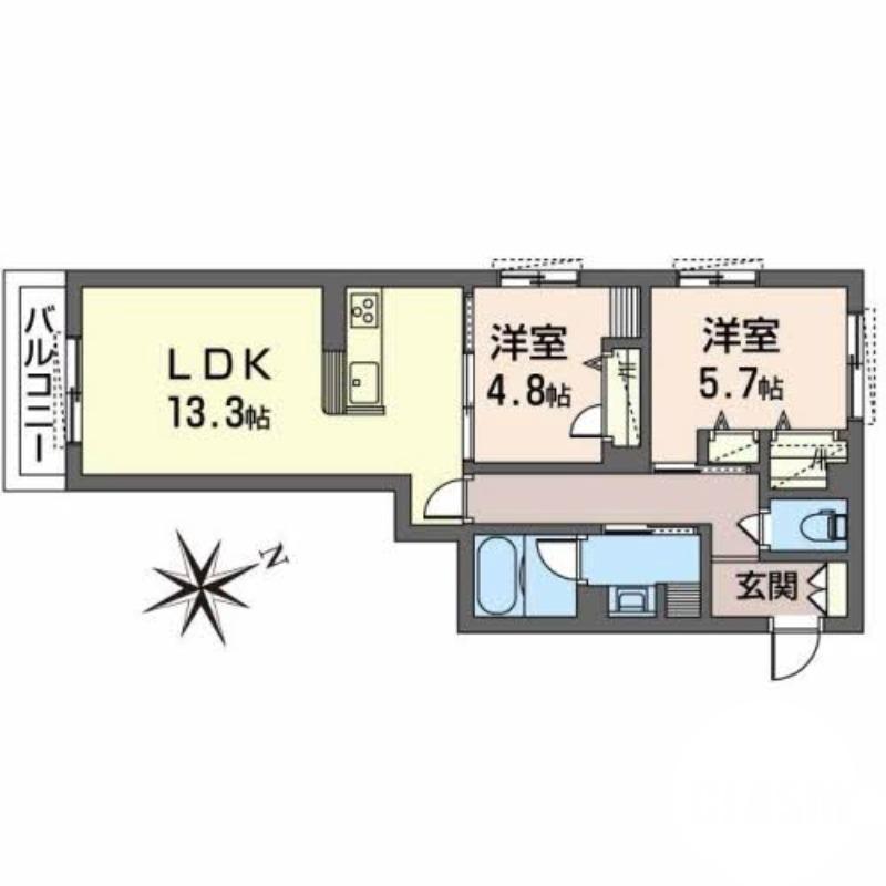 三宝町の完工年月(2023年1月)築の賃貸マンションの間取り