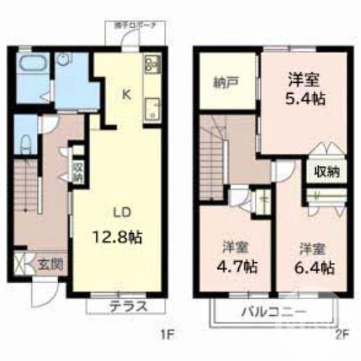 陶器北の完工年月(2001年11月)築の賃貸一戸建ての間取り