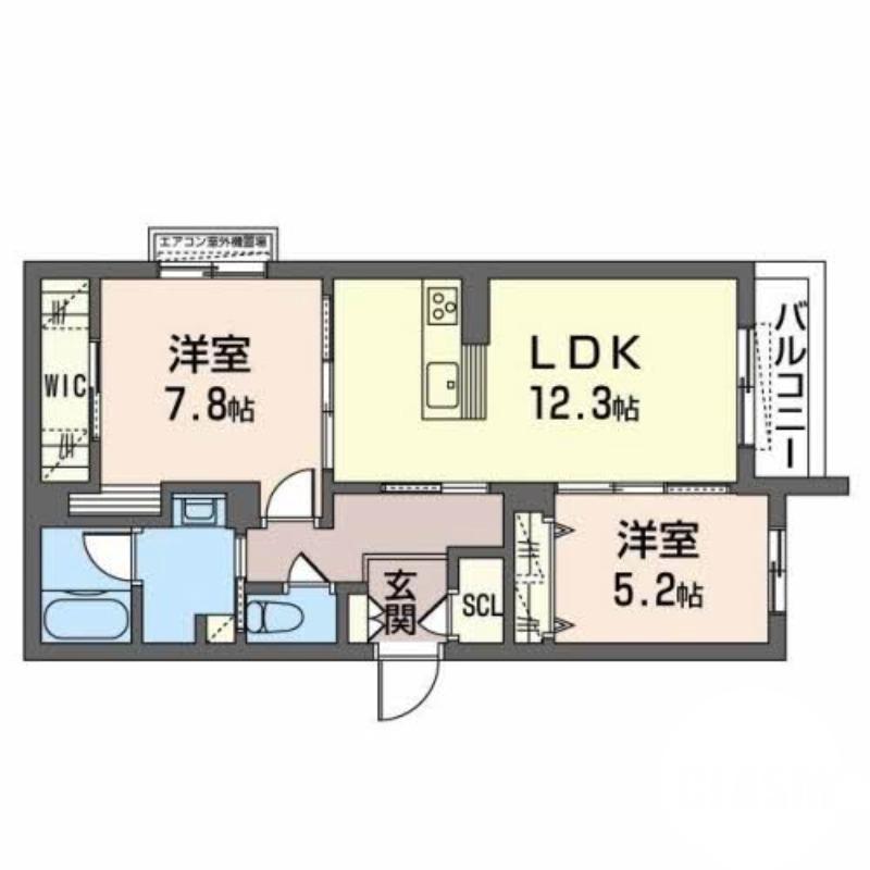 鳳南町の完工年月(2022年8月)築の賃貸マンションの間取り