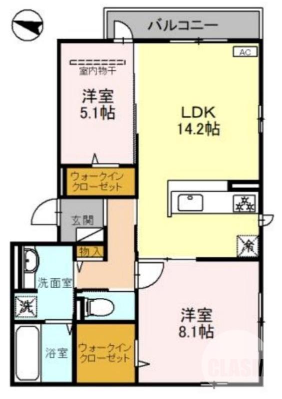 百舌鳥赤畑町の完工年月(2024年9月)築の賃貸アパートの間取り