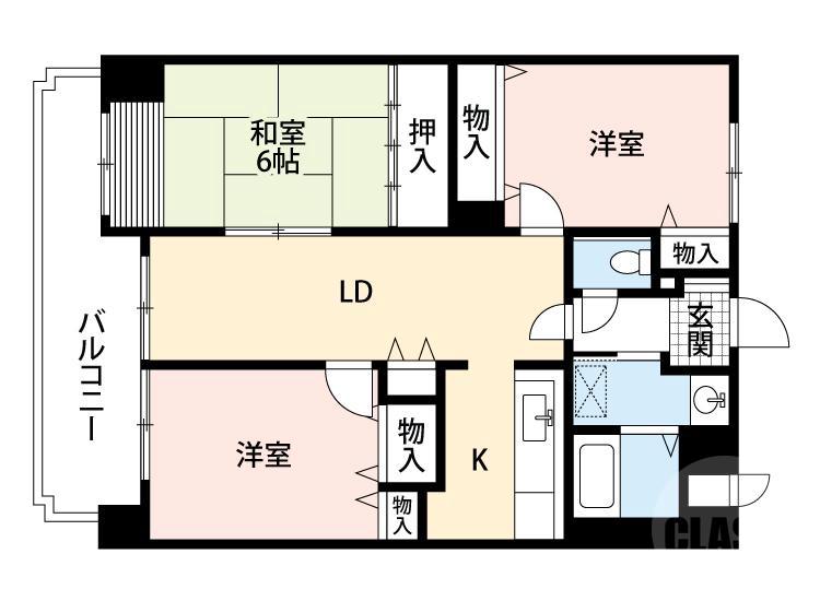 佐井寺の完工年月(2000年3月)築の賃貸マンションの間取り