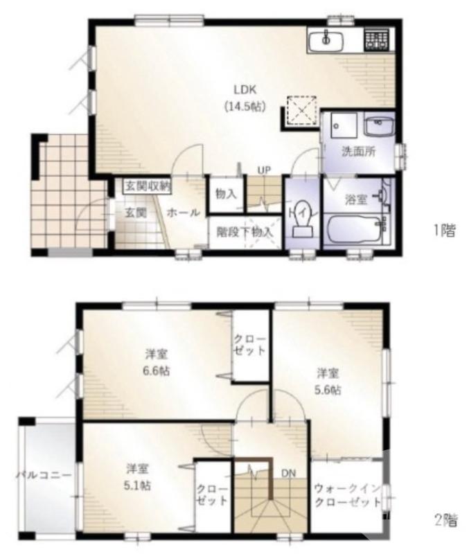 百舌鳥梅北町の完工年月(2026年5月)築の賃貸一戸建ての間取り