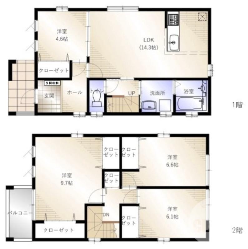 百舌鳥梅北町の完工年月(2026年5月)築の賃貸一戸建ての間取り
