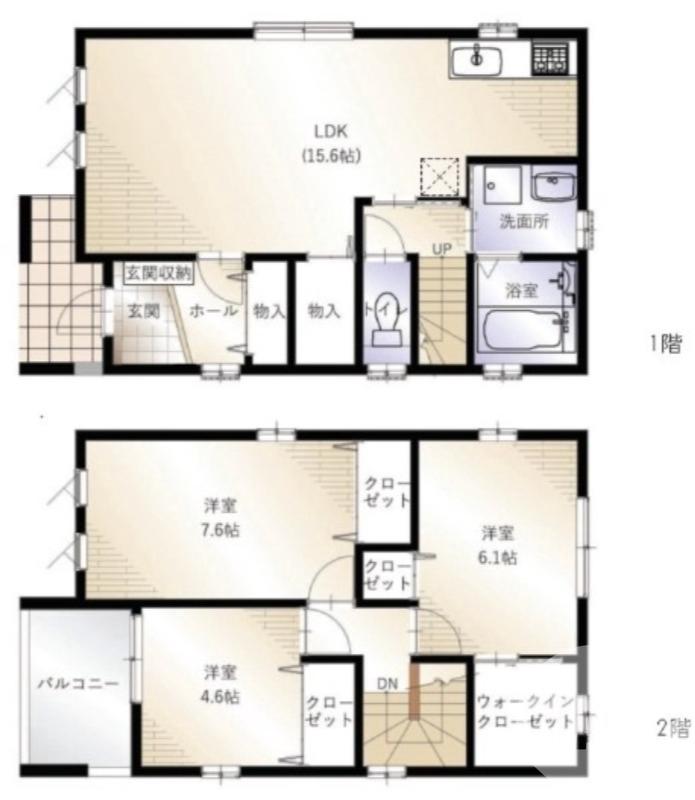 百舌鳥梅北町の完工年月(2026年5月)築の賃貸一戸建ての間取り