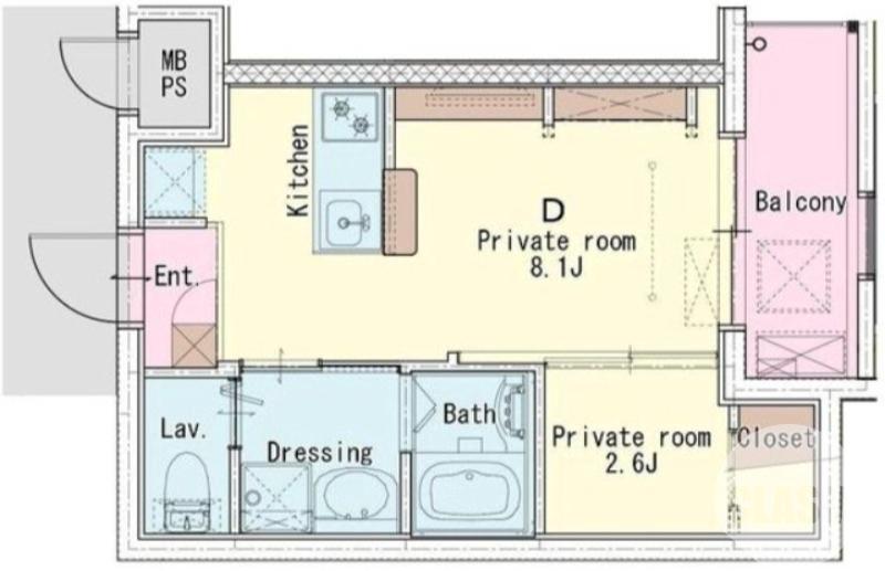 西湊町の完工年月(2026年3月)築の賃貸マンションの間取り