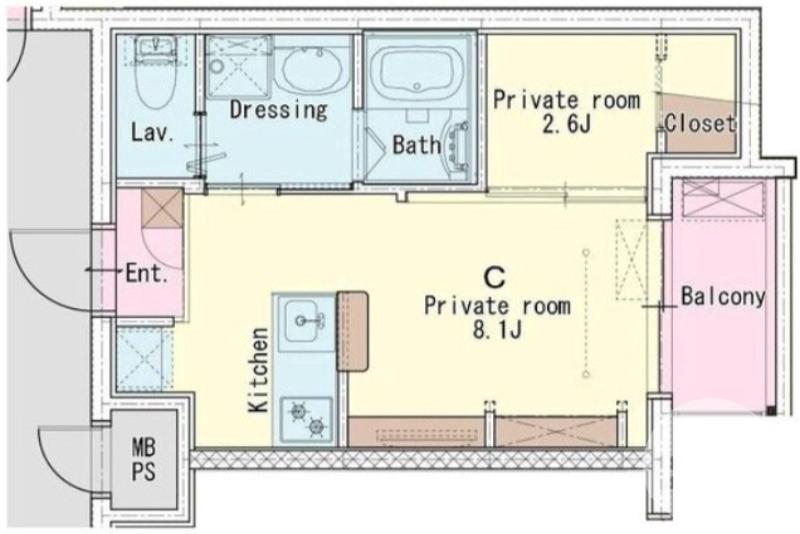 西湊町の完工年月(2026年3月)築の賃貸マンションの間取り