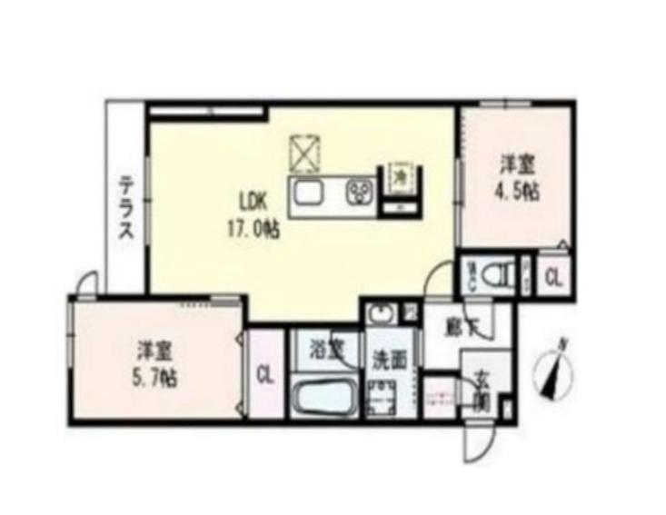 小松の完工年月(2026年6月)築の賃貸アパートの間取り