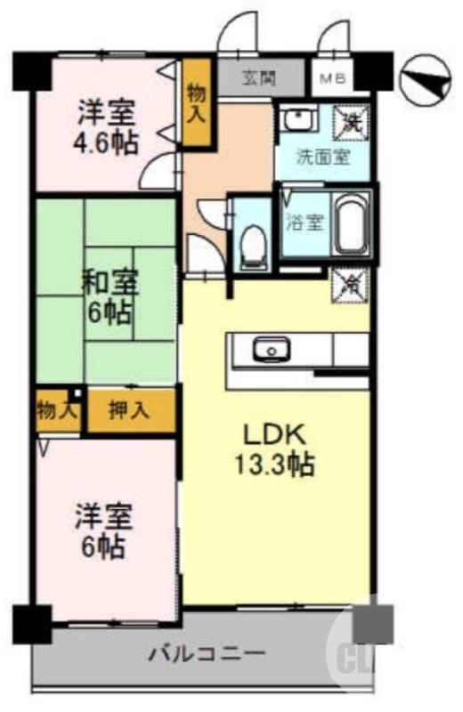 鳳南町の完工年月(1995年7月)築の賃貸マンションの間取り