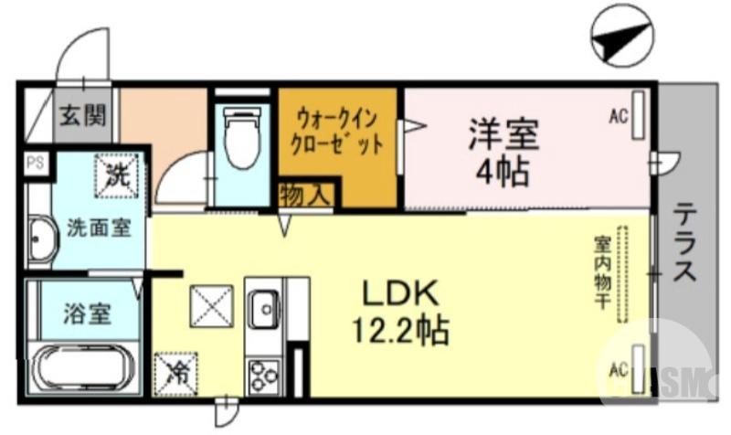 鳳中町の完工年月(2020年10月)築の賃貸アパートの間取り