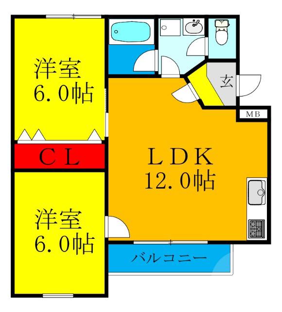 小松の完工年月(1984年9月)築の賃貸マンションの間取り