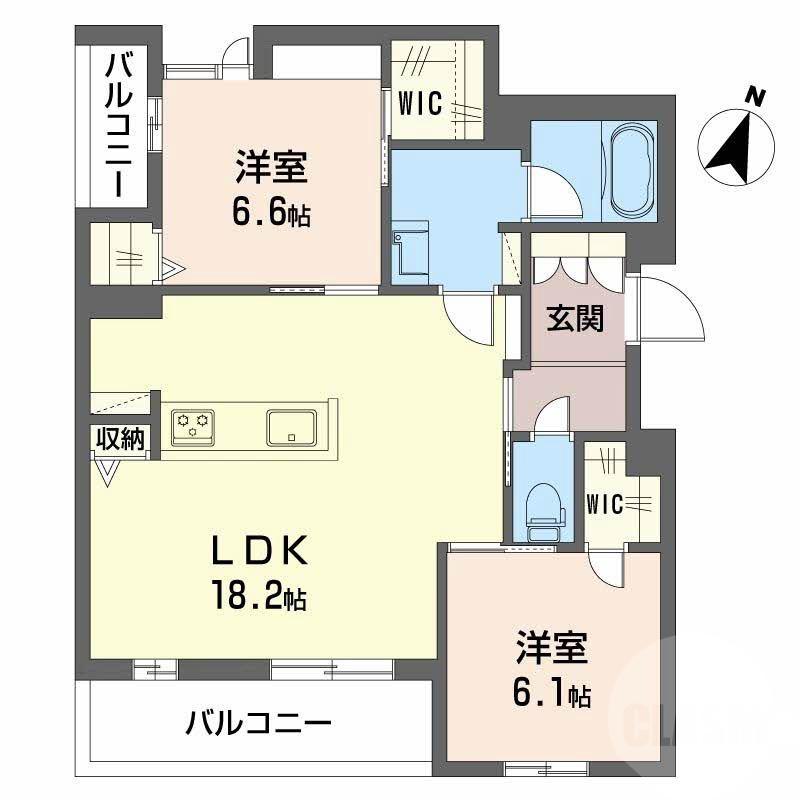 山田東の完工年月(2026年9月)築の賃貸アパートの間取り