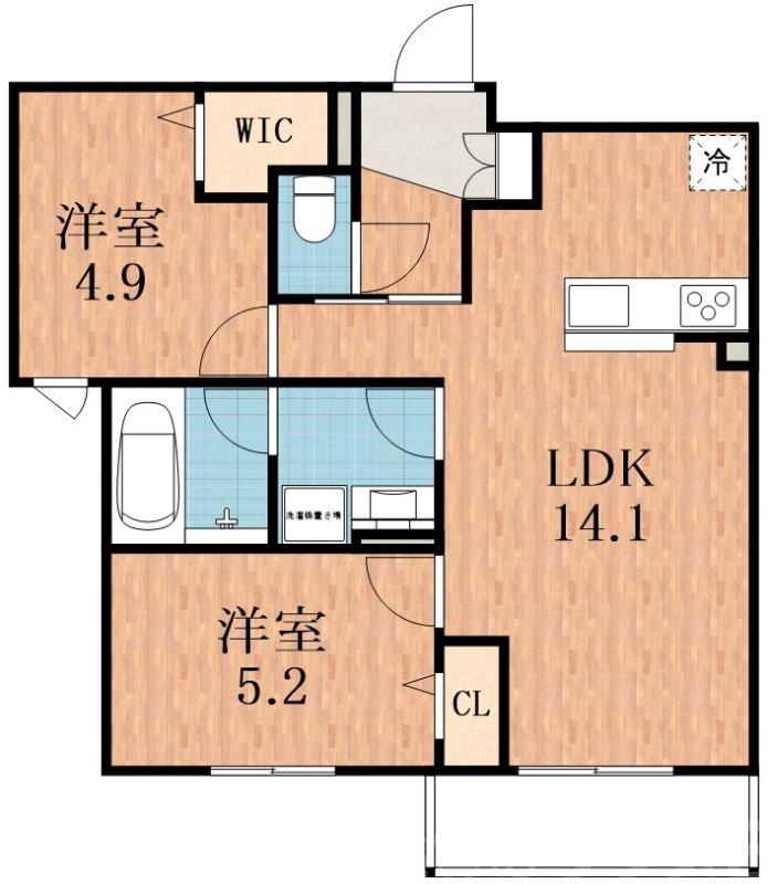 平野元町の完工年月(2026年7月)築の賃貸マンションの間取り