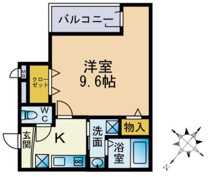 向陵中町の完工年月(2016年7月)築の賃貸アパートの間取り