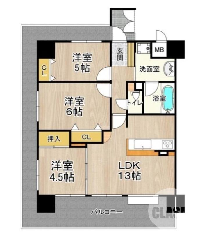 中安井町の完工年月(2005年8月)築の賃貸マンションの間取り